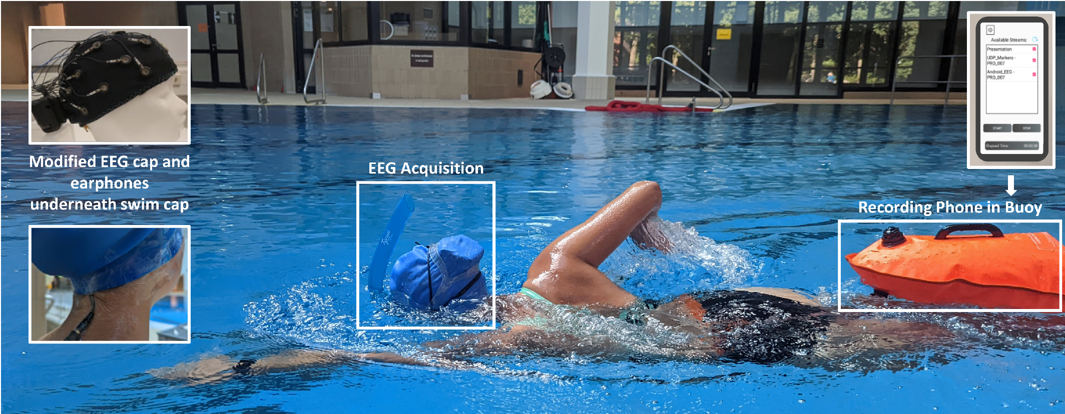 Cover image for Mobiles EEG beim Schwimmen - Feasibility of Measuring Brain Activity with Mobile EEG During Swimming